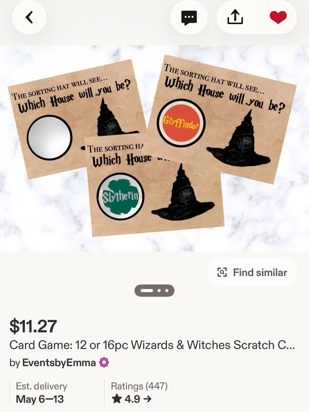 Harry Potter Sorting Hat Scratch Card-What house will you be?